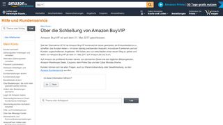 
                            3. Amazon.de Hilfe: Über die Schließung von Amazon BuyVIP