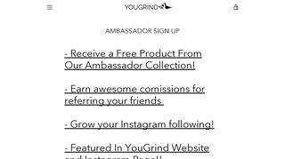 
                            1. AMBASSADOR SIGN UP – YOUGRIND