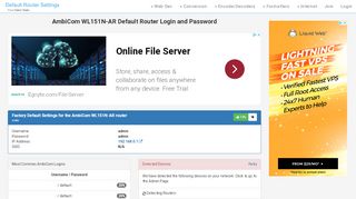 
                            8. AmbiCom WL151N-AR Default Router Login and …