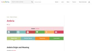 
                            5. Ambria: Name Meaning, Popularity, and Similar Names