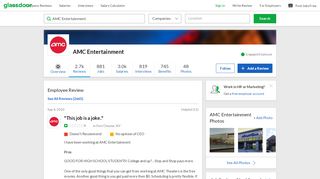 
                            6. AMC Entertainment - This job is a joke.. | Glassdoor