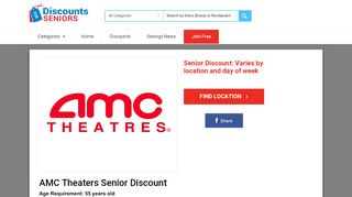 
                            7. AMC Theaters Senior Discount - Discounts for Seniors