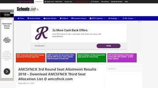 
                            3. AMCSFNCK 3rd Round Seat Allotment Results 2018 – Download ...