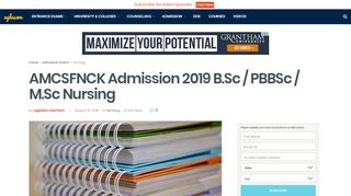 
                            2. AMCSFNCK Admission 2019 B.Sc / PBBSc / M.Sc Nursing ...