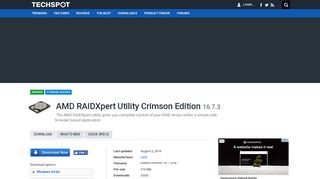 
                            9. AMD RAIDXpert Utility Crimson Edition 16.7.3 Driver - TechSpot