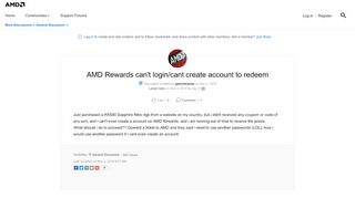 
                            2. AMD Rewards can't login/cant create account to ... | Community