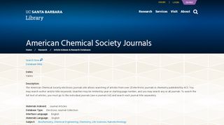 
                            4. American Chemical Society Journals | UCSB Library