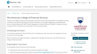 
                            8. American College of Financial Services :: Pearson VUE