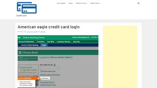 
                            7. American eagle credit card login - Credit card