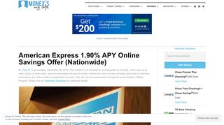 
                            9. American Express 1.90% APY Online Savings Offer