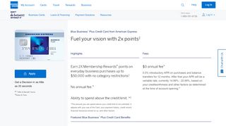 
                            2. American Express Blue Business Plus Credit Card from Amex OPEN