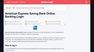 
                            8. American Express Saving Bank Online Banking Login ...