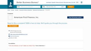 
                            4. American First Finance, Inc. | Complaints | Better Business ...