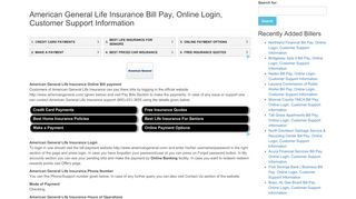 
                            8. American General Life Insurance Bill Pay, Online Login, Customer ...