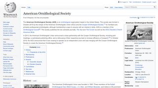 
                            8. American Ornithological Society - Wikipedia