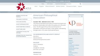 
                            4. American Philosophical Association - ACLS American Council of ...