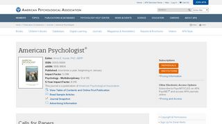 
                            2. American Psychologist Journal - APA Publishing | APA