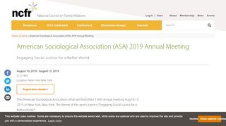 
                            7. American Sociological Association (ASA) 2019 Annual Meeting ...