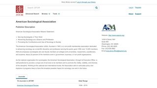 
                            3. American Sociological Association on JSTOR