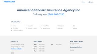 
                            9. American Standard Insurance Agency,Inc, King George: (540) 663 ...