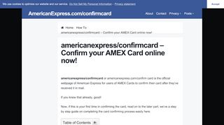 
                            5. americanexpress/confirmcard - Confirm Card Online!