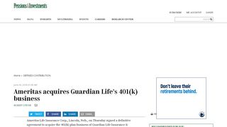 
                            9. Ameritas acquires Guardian Life's 401(k) business