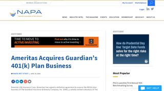 
                            3. Ameritas Acquires Guardian's 401(k) Plan Business - NAPA Net