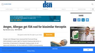 
                            8. Amgen, Allergan get FDA nod for biosimilar Herceptin