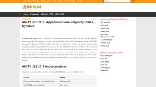 
                            3. AMITY JEE 2019: Application Form, Eligibility, …