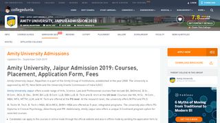 
                            8. Amity University, Jaipur Admission 2019: Courses ...