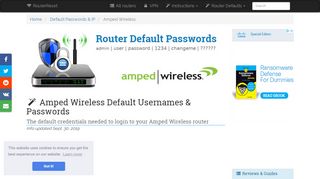 
                            2. Amped Wireless password - Router-Reset.com