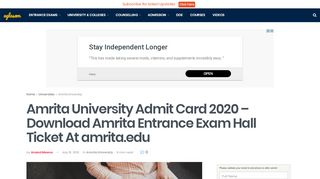 
                            3. Amrita University Admit Card 2020 - Download Amrita Entrance Exam ...