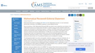 
                            4. AMS :: Mathematical Reviews Editorial Statement