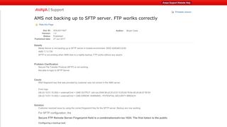 
                            9. AMS not backing up to SFTP server. FTP worlks ... - Avaya Support