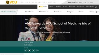 
                            7. AMSA awards VCU School of Medicine trio of national honors VCU ...