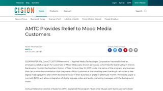 
                            5. AMTC Provides Relief to Mood Media Customers - PR Newswire