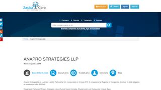 
                            9. ANAPRO STRATEGIES LLP - Company, directors and contact ...