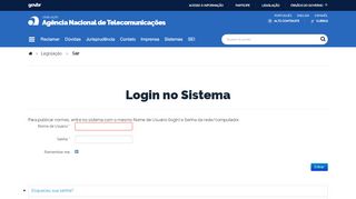 
                            3. Anatel - Agência Nacional de Telecomunicações - Login no ...