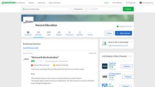 
                            8. Ancora Education - Not worth the frustration | Glassdoor