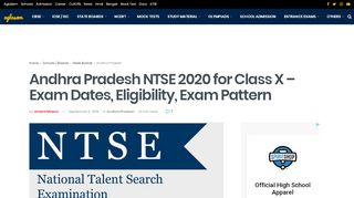 
                            4. Andhra Pradesh NTSE 2020 for Class X – Exam Dates ...