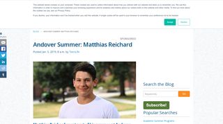 
                            5. Andover Summer: Matthias Reichard - TeenLife