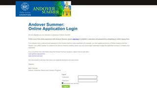 
                            2. Andover Summer: Online Application Login