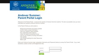 
                            1. Andover Summer: Parent Portal Login