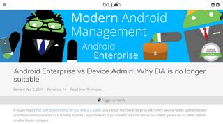 
                            3. Android Enterprise vs Device Admin: Why DA is no longer ...