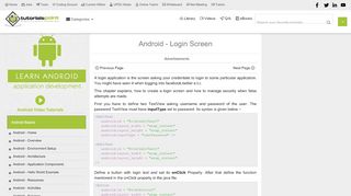 
                            4. Android - Login Screen - Tutorialspoint