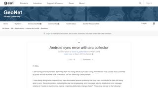 
                            7. Android sync error with arc collector | GeoNet, The Esri Community ...