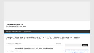 
                            6. Anglo American Learnerships 2019 -2020 Online Application ...