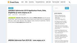 
                            3. ANGRAU Admission 2019 Application Form, Date @ www.angrau ...