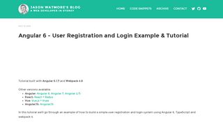 
                            1. Angular 6 - User Registration and Login Example & Tutorial | Jason ...