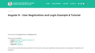 
                            1. Angular 8 - User Registration and Login Example & Tutorial | Jason ...